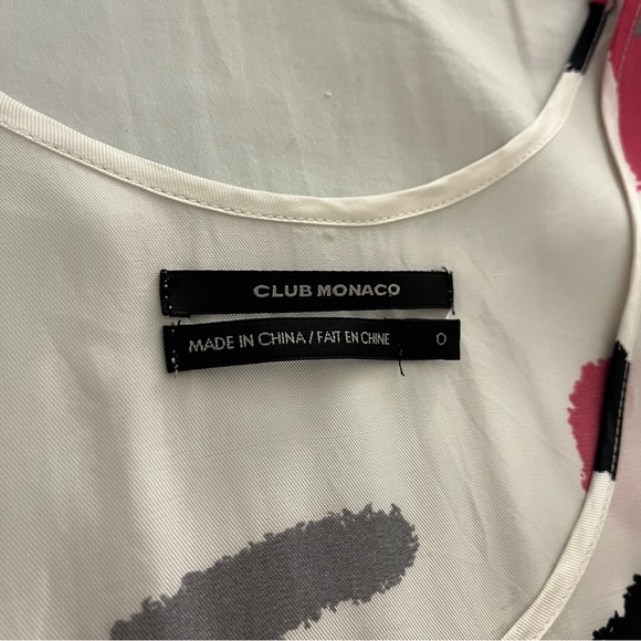 Club Monaco White Pink Black Viscose Party Dress Size 0 - Small - Picture 9 of 10